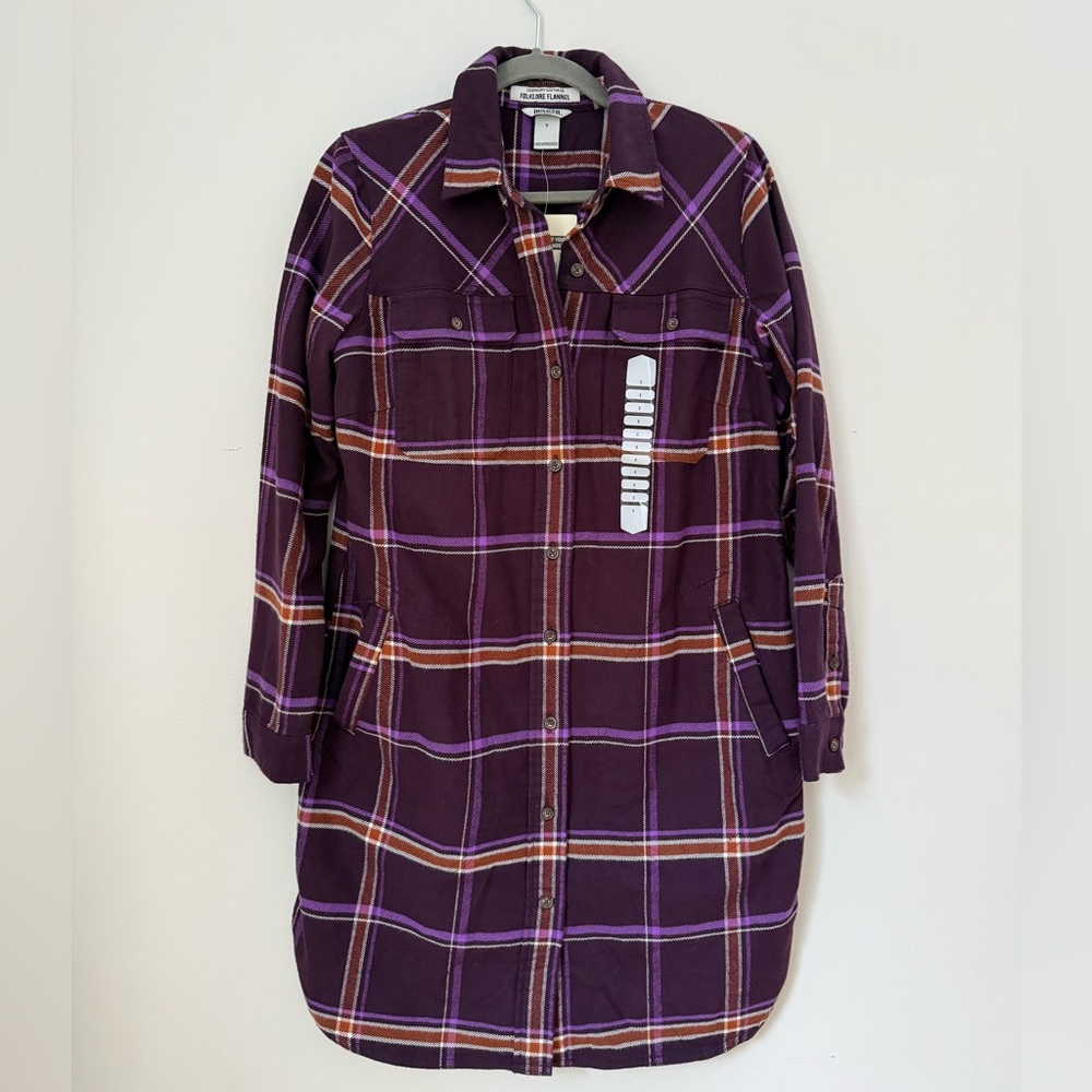 Duluth Trading Co Purple Plaid Flannel Shirt